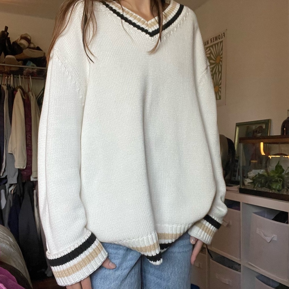 Oversized white sweater